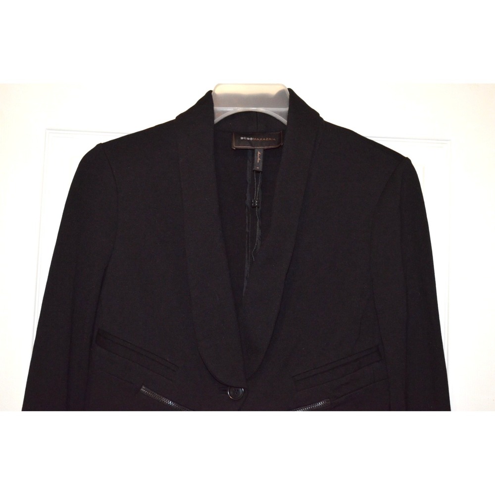 BCBG Max Azria Black Cropped Jacket W/ Zipper Detail Womens M - Picture 3 of 16